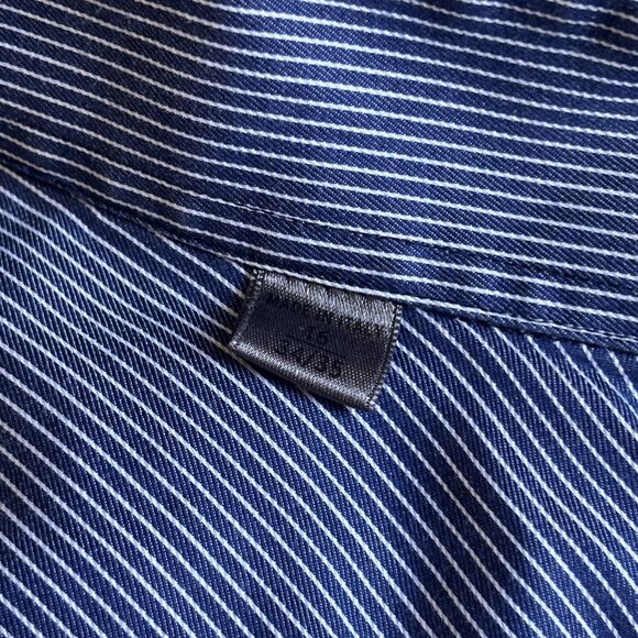 John‎ Varvatos Mens Dress Shirt Preppy Slim Blue 16 (34-35) Designer USA Luxury - Picture 11 of 11